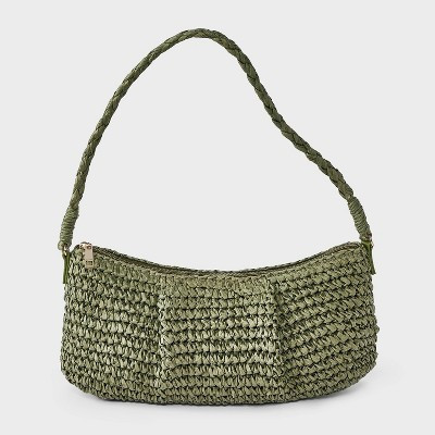Hand Crocheted Straw Shoulder Bag - A New Day™ Green | Target