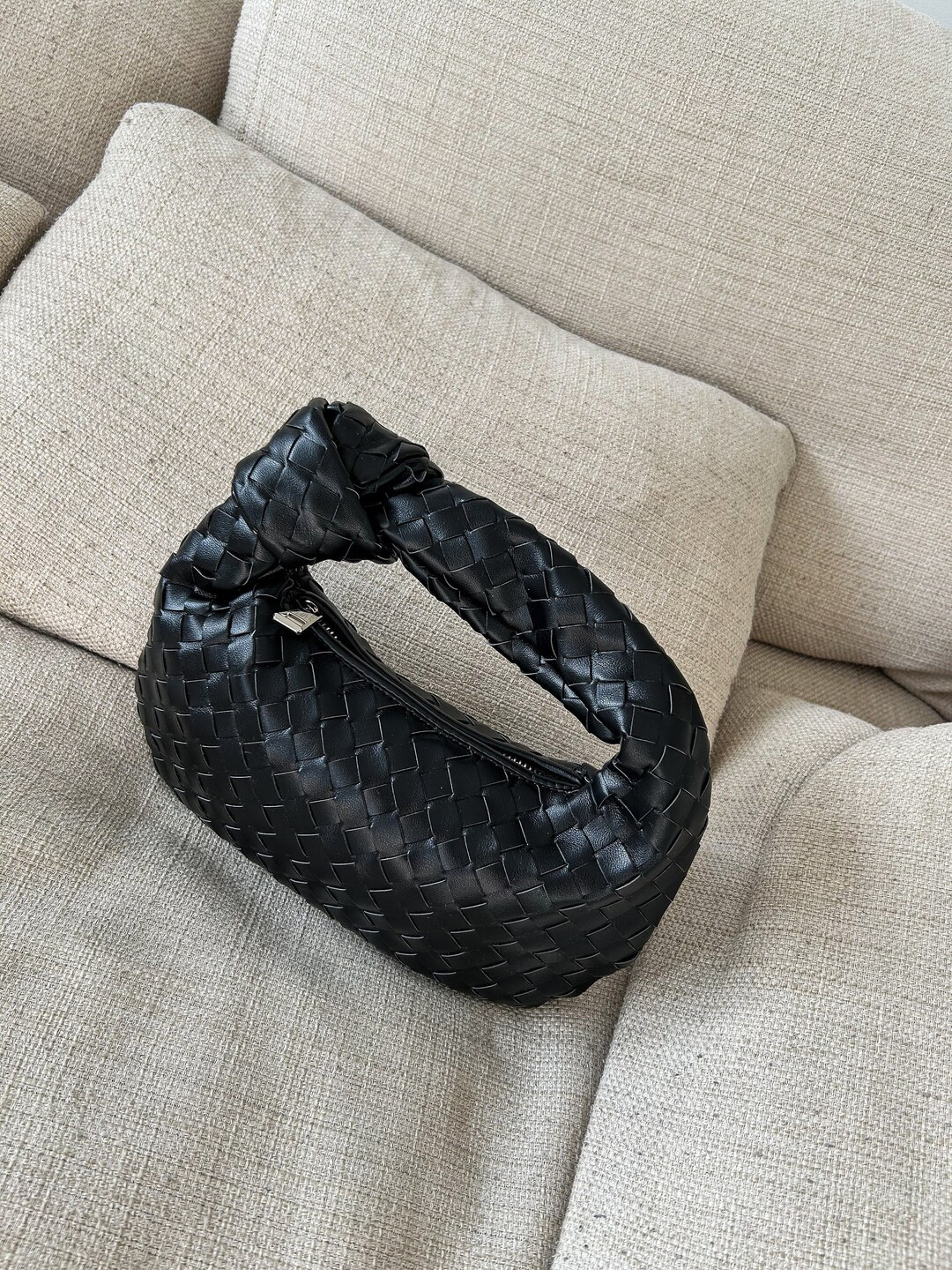 Designer Dupe Woven Knot Bag,small Interwoven Black Clutch,women Handbag Designer Inspired,vegan ... | Etsy (US)