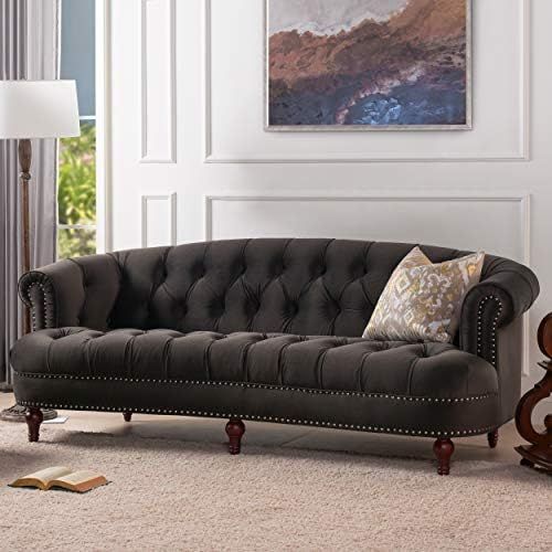 Jennifer Taylor Home Ariana Chesterfield Tufted Sofa, Dark Charcoal Grey | Amazon (US)