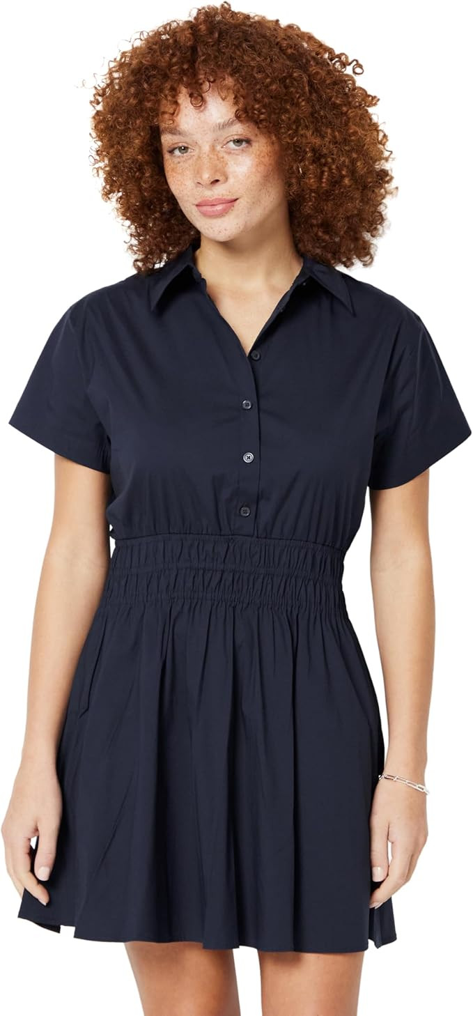 Amazon Essentials Women's Fit & Flare Cotton Poplin Collared Short Sleeve Dress with Elastic Wais... | Amazon (US)