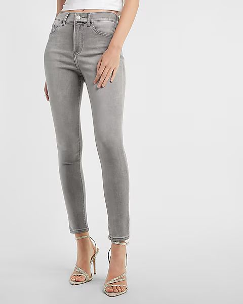 High Waisted Knit Gray Skinny Jeans | Express