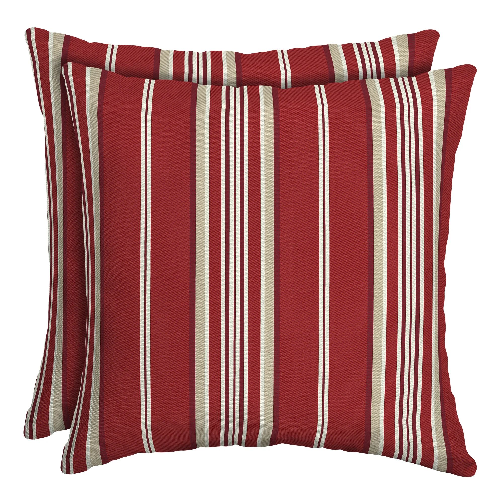 Better Homes & Gardens Red Stripe 16 x 16 in. Outdoor Toss Pillow w EnviroGuard, Set of 2 | Walmart (US)