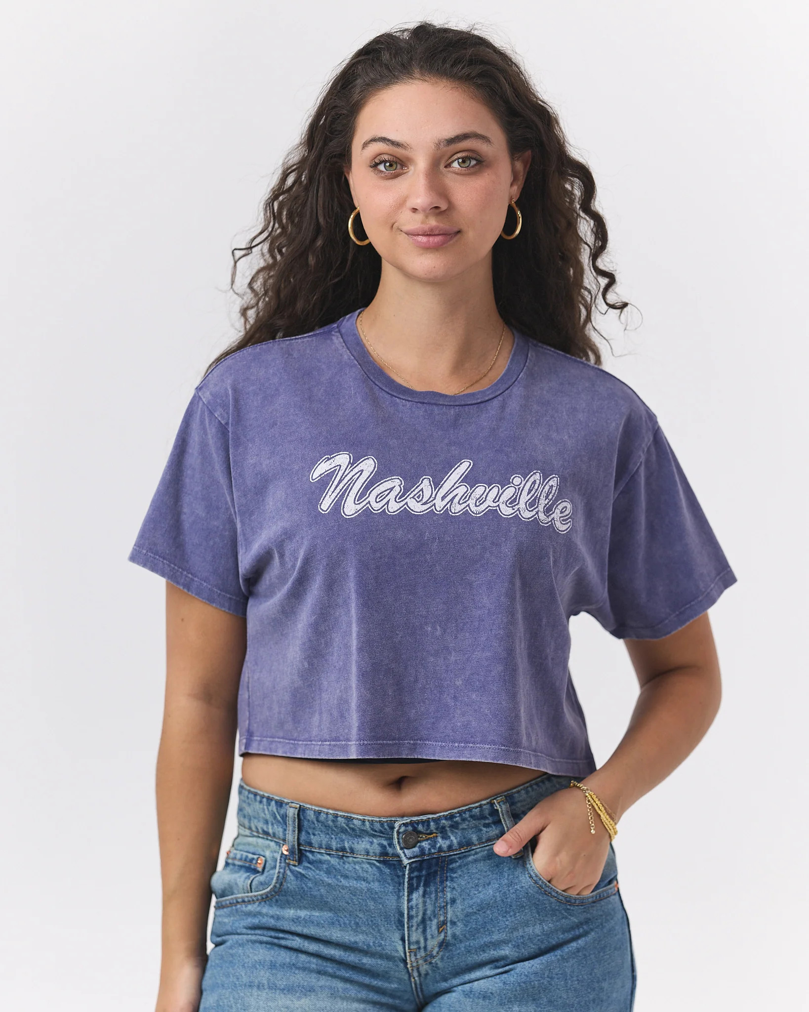 Annabelle Boxy Crop [Indigo] | The NASH Collection