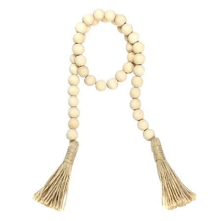 TOYFUNNY Wood Beads Garland With Tassels 5 Styles Beads Rustic Natural Wooden Bead | Walmart (US)