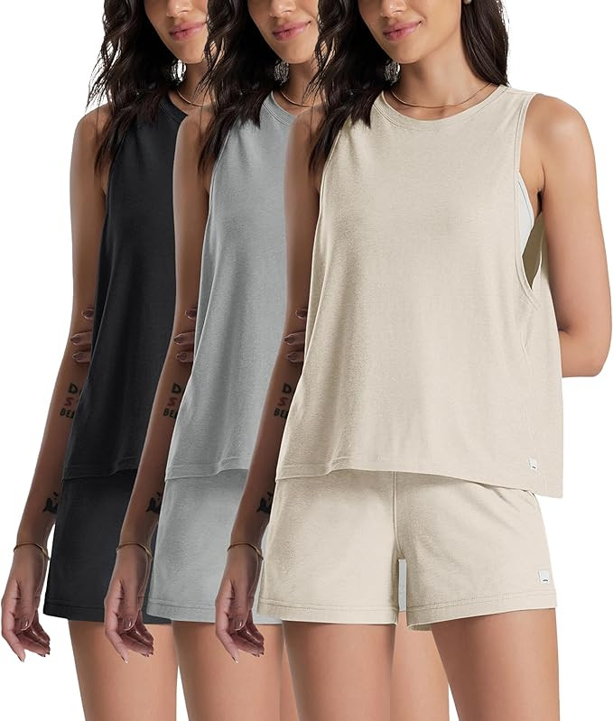 ODODOS 3-Pack Loose Tank Tops for Women Sleeveless Gym Athletic Workout Tops Yoga Shirts | Amazon (US)
