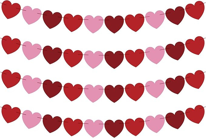 OHOME Valentines Day Decorations - Heart Valentines Garland - 40 Pack Valentines Day Backdrop Ban... | Amazon (US)