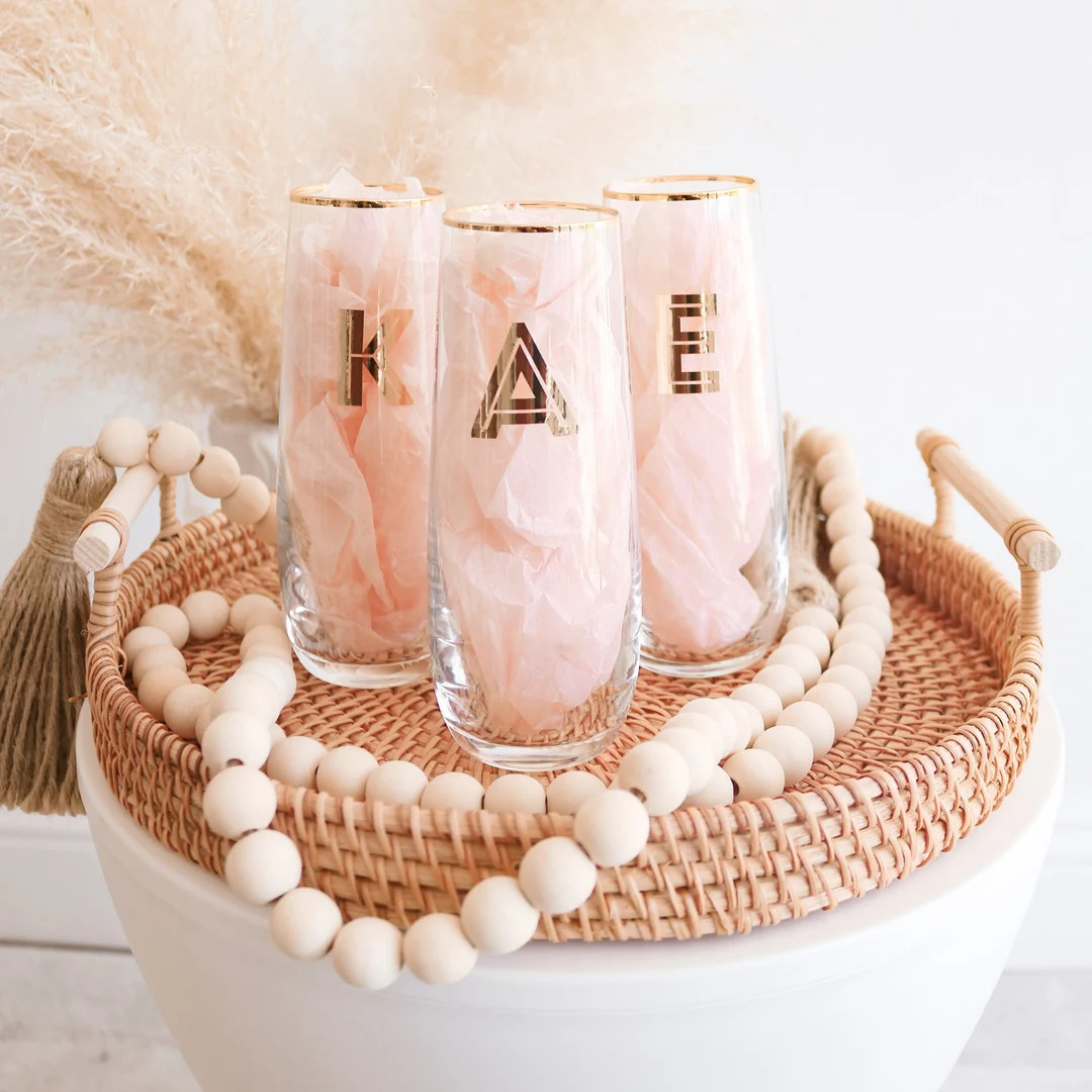 Bridesmaid Gift Ideas Personalized Stemless Glasses Bridesmaid Champagne Glasses Personalized Cha... | Etsy (US)