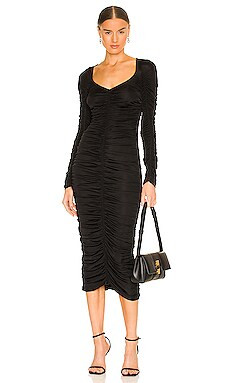 L'Academie Nyla Midi Dress in Black from Revolve.com | Revolve Clothing (Global)