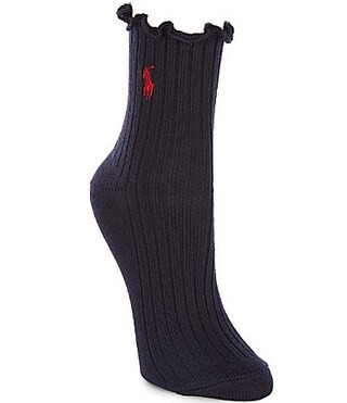Polo Ralph Lauren Lettuce Edge Ankle Socks - Navy | Dillard's