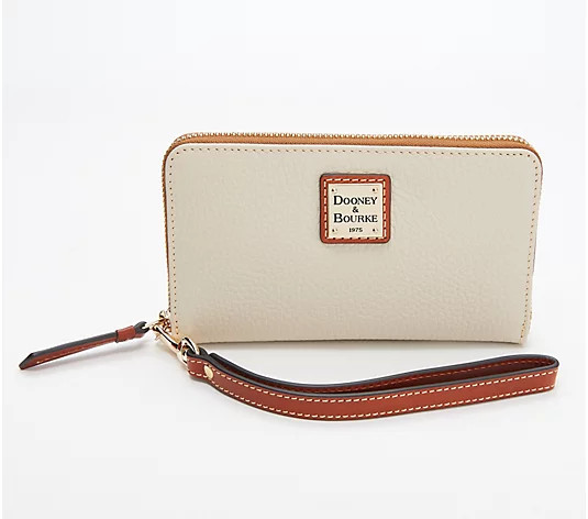 Dooney & Bourke Pebble Leather Zip Around Phone Wristlet | QVC