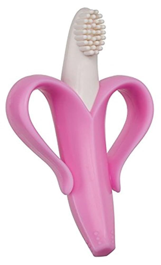 Baby Banana Bendable Training Toothbrush, Pink and White, Infant | Amazon (US)