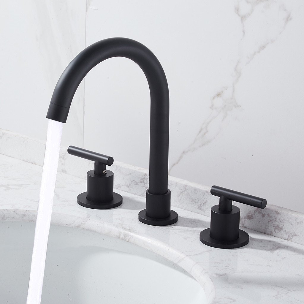 Two Handle 8 inch Widespread Bathroom Sink Faucet with Supply Hose Black | Walmart (US)
