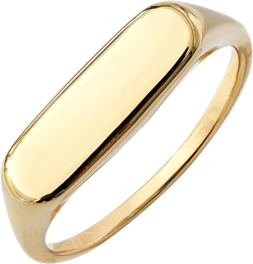 Amazon Essentials 14K Plated Sterling Silver Round Signet Ring | Amazon (US)