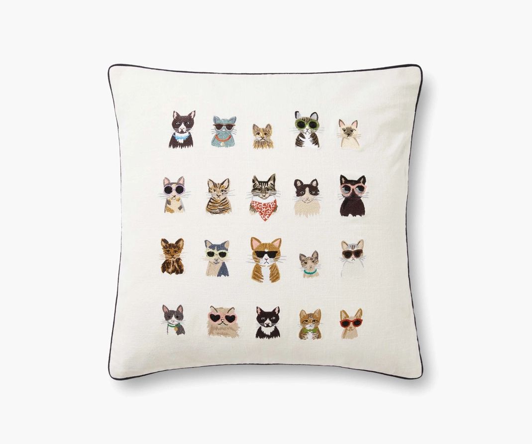 Cool Cats Embroidered Pillow | Rifle Paper Co.