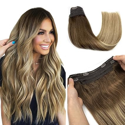 Halo Hair Extensions, hotbanana Halo Hair Extensions Real Human Hair Extensions Straight Walnut B... | Amazon (US)