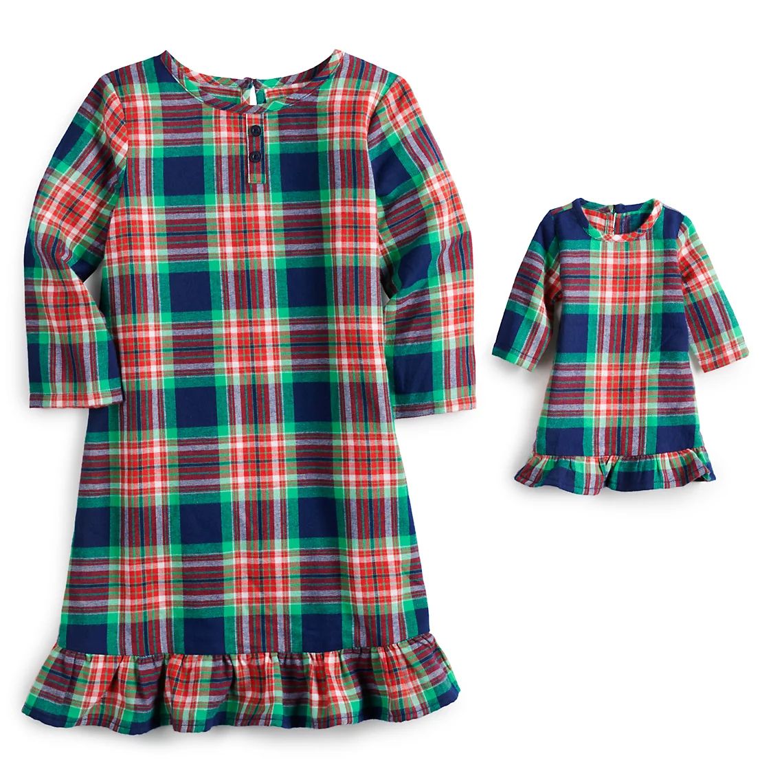 Toddler Girl Jammies For Your Families® Navy Notch Nightgown & Doll Dress Set | Kohl's