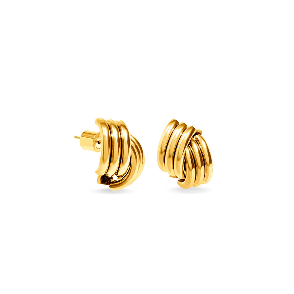 Triple Band Cross Studs (Gold) | Abbott Lyon