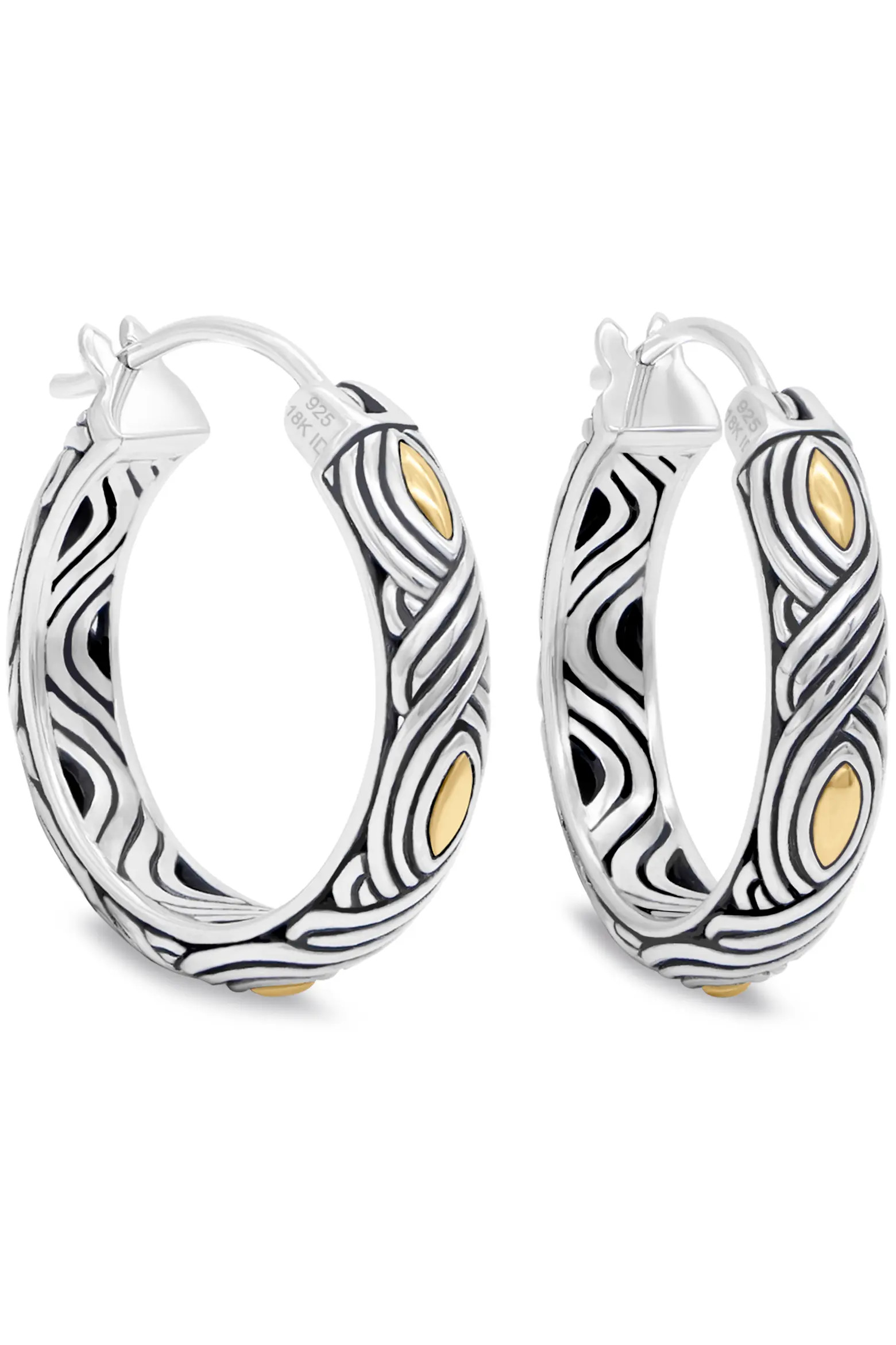 DEVATA 25mm Woven Hoop Earrings in Sterling Silver and 18K Gold (Women) | Nordstrom | Nordstrom