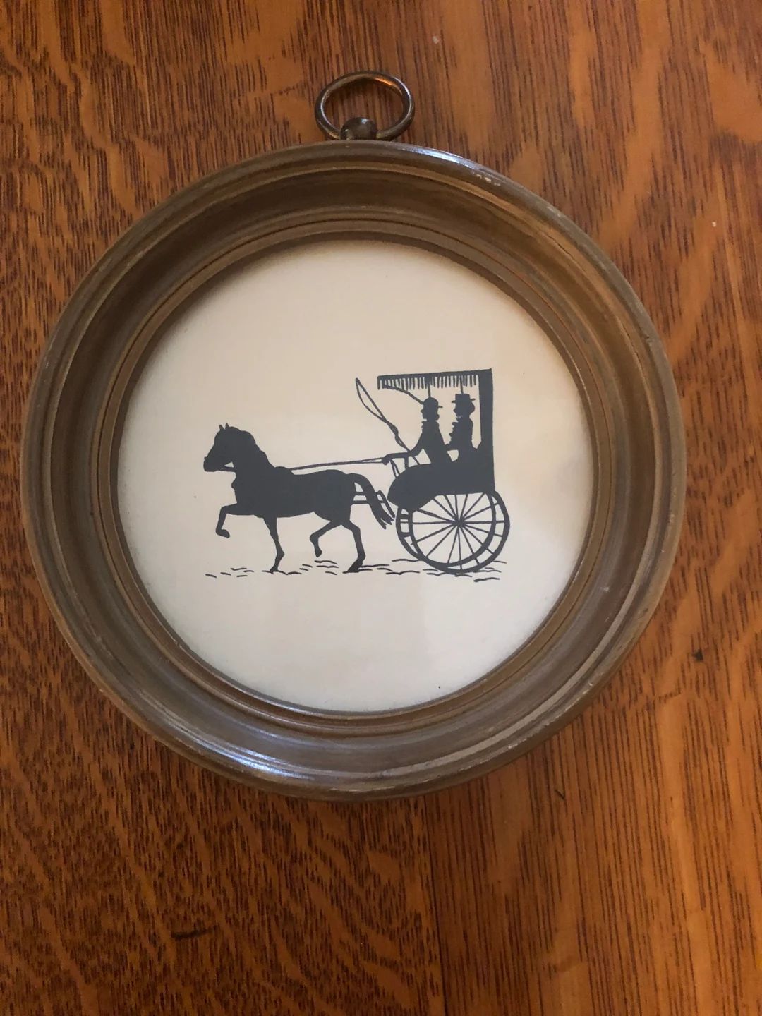 Vintage Horse and Carriage Silhouette in Round Frame. | Etsy (US)