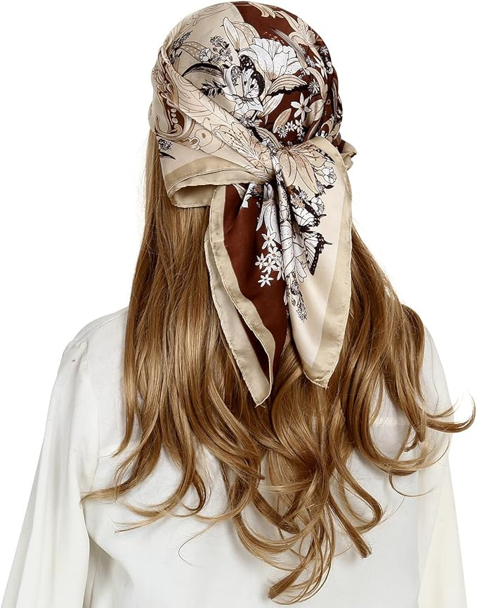 RIIQIICHY Women Head Hair Scarf Like Satin Silk Scarf Sleeping Hair Wrapping Night 27.5" | Amazon (US)