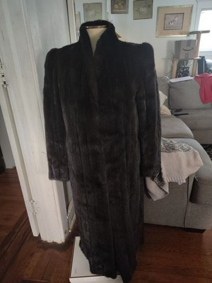 Vintage Women's Real Fur Coat Size Medium Brown Long Sleeve Pockets Lined USA | eBay US