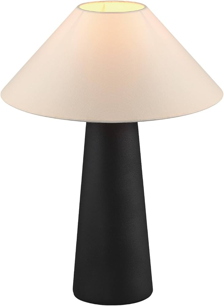 Novogratz x Globe 18" Ceramic Table Lamp, Matte Black, Off-White Tapered Fabric Shade, in-Line Ro... | Amazon (US)
