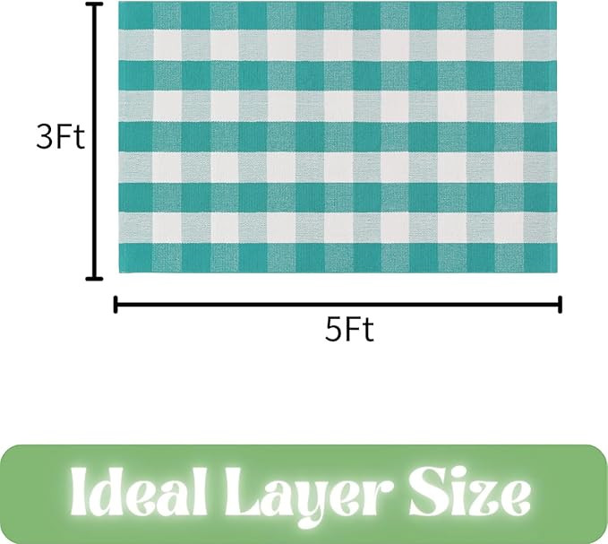 Ckorzen Green and White Plaid Rug, 28" x 43" Spring Outdoor Front Porch Door Decor Mat, Washable ... | Amazon (US)