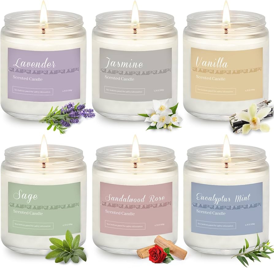 6 Pack Candles for Home Scented Aromatherapy Candles Gifts Set for Women, Lavender Candle, 37.8 o... | Amazon (US)