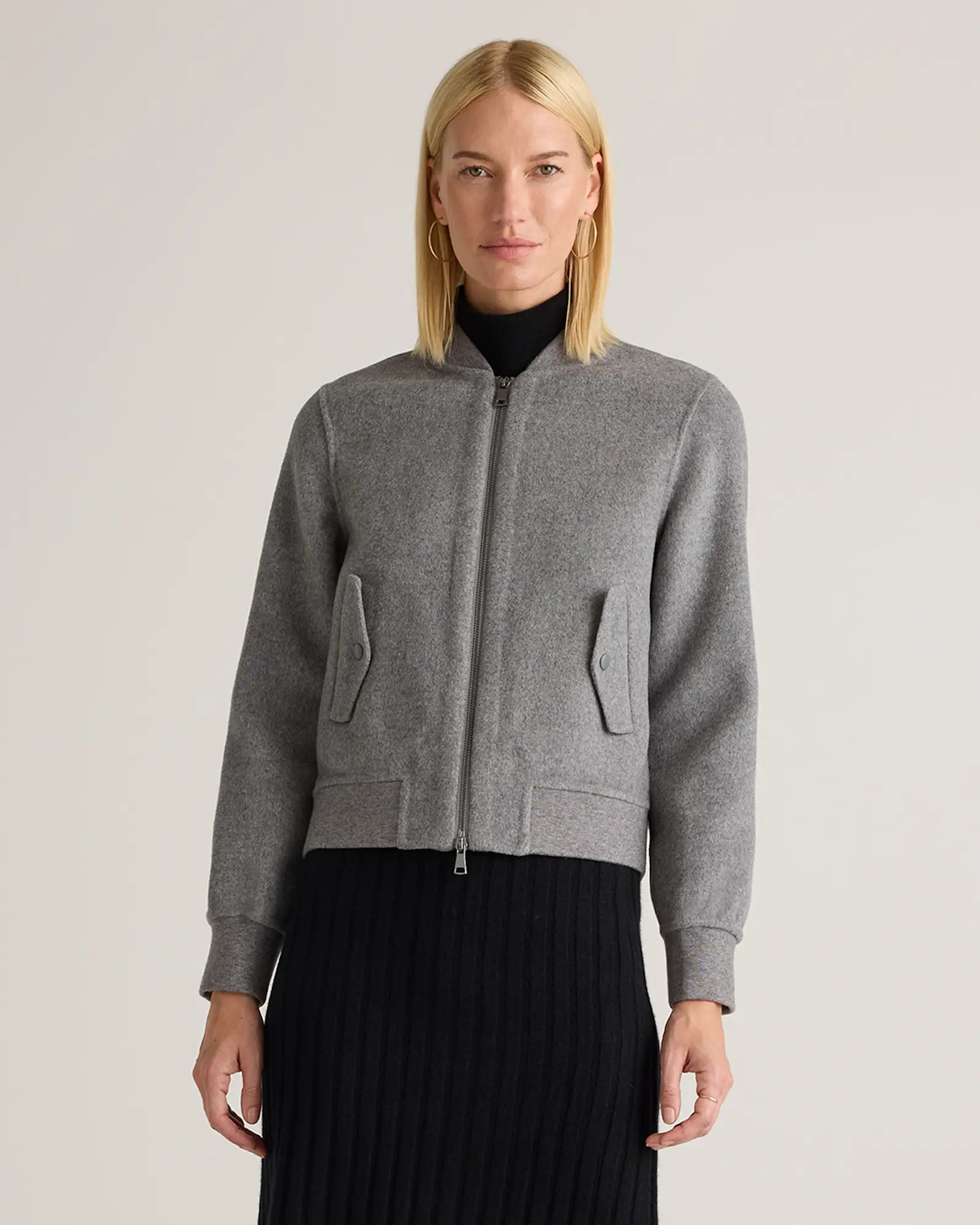 Double-Faced Merino Wool Bomber Jacket in Heather Grey | Quince
