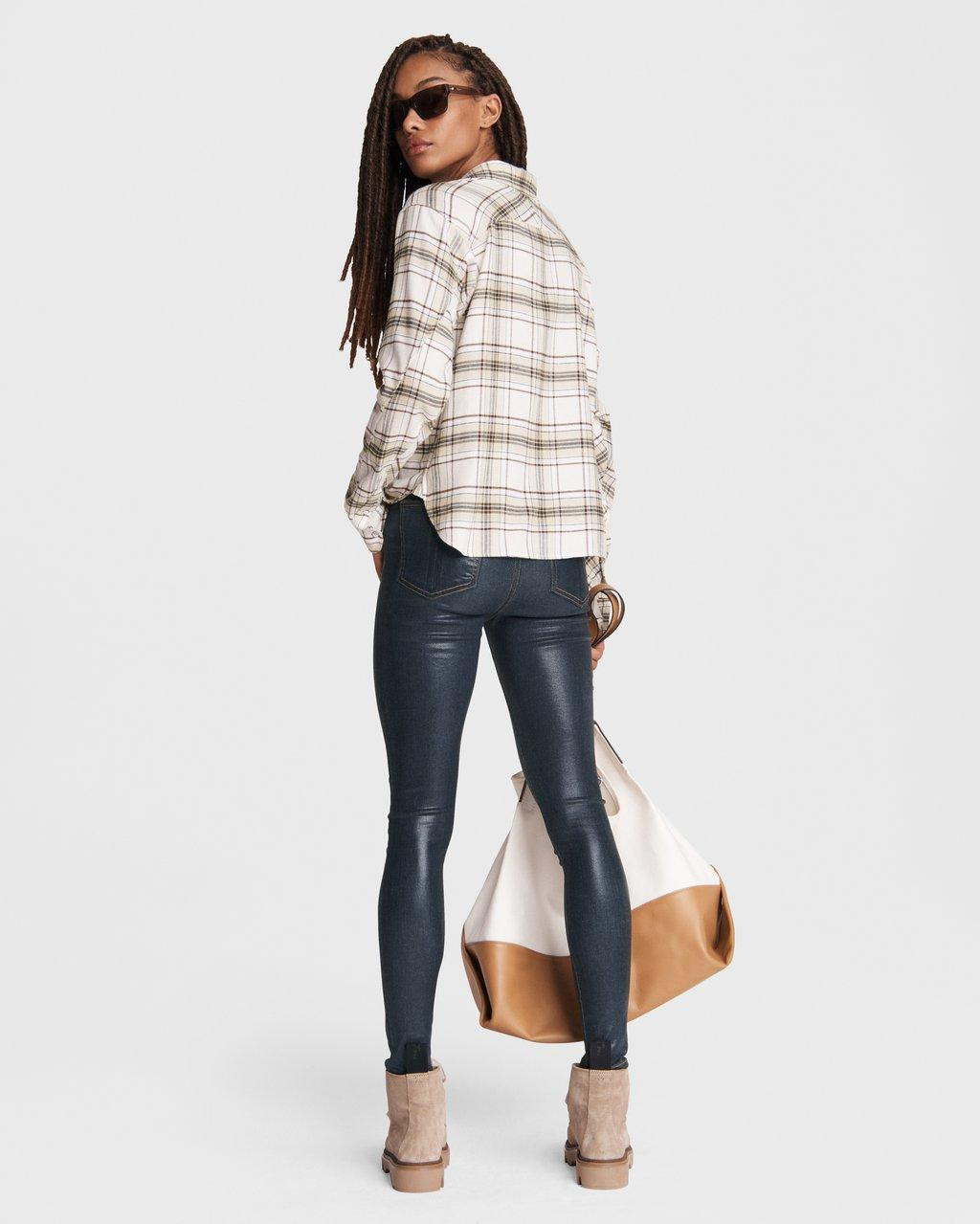 Jonah cotton cropped plaid shirt | rag + bone