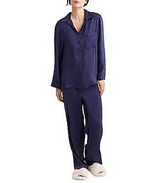 Papinelle Audrey Washable Silk Full-Length Pajama Set -  L | Dillard's