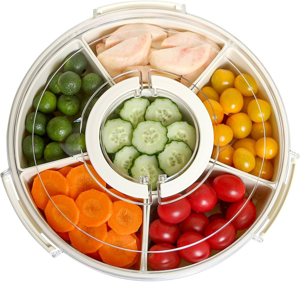 Snackle Box Container - Divided Serving Tray with Lid for Chips and Dip, Charcuterie, Veggie, Fru... | Amazon (US)
