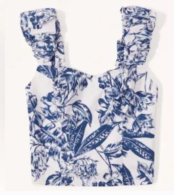 Abercrombie & Fitch Womens Bubble Strap Poplin Top Nav Sz. M | eBay US