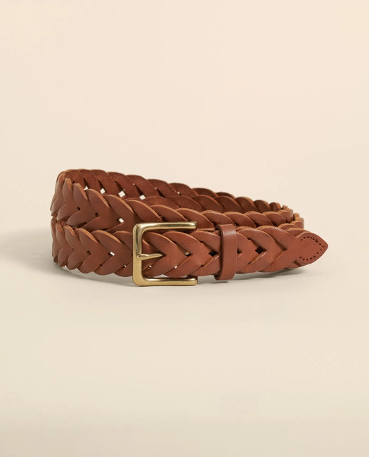 Brooks Brothers Men's Braided Leather Belt | Brown | Size 38 | Brooks Brothers