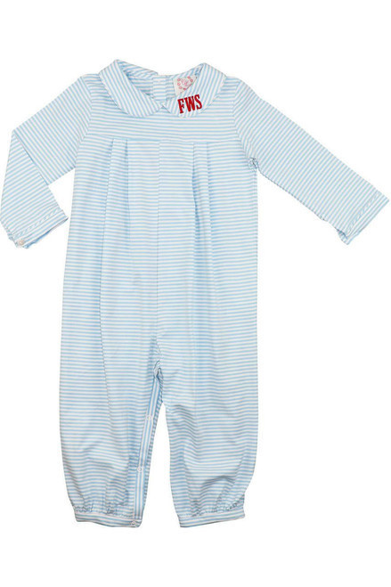 Blue Stripe Knit Long Romper | Cecil and Lou