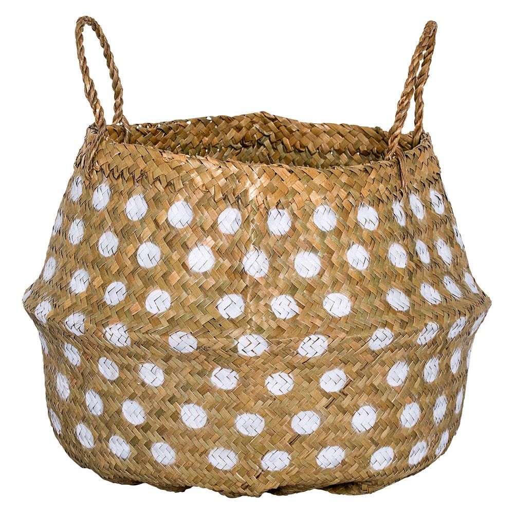 Seagrass Basket With Handles & Dots (13.75"") - 3R Studios, White | Target
