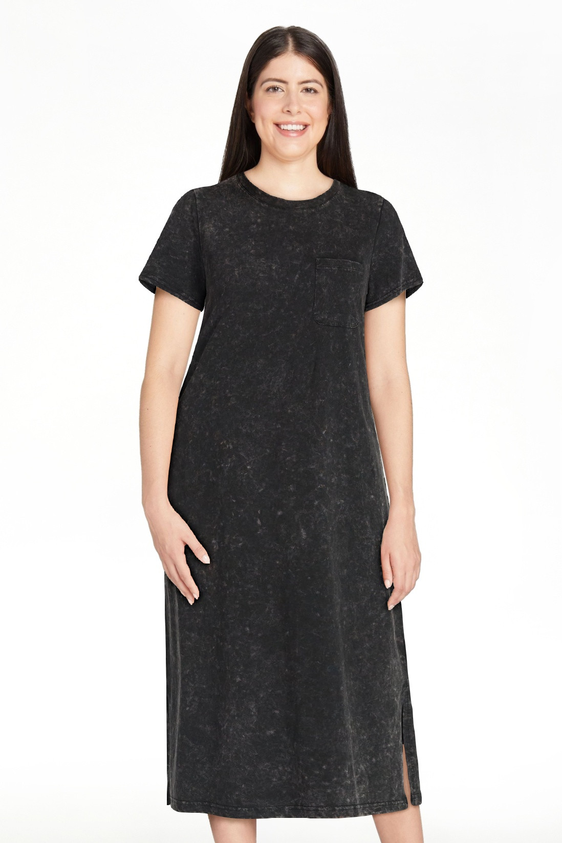 Time and Tru Women's Cotton Midi T-Shirt Dress with Short Sleeves, Sizes XS-XXXL | Walmart (US)