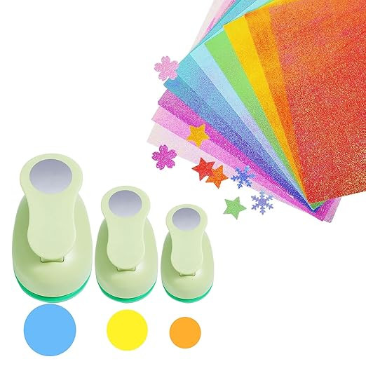 UCEC Circle Cutter, 3 Pcs Circle Punch & 50 Sheets Glitter Origami Paper, Craft Punch, Circle Pap... | Amazon (US)