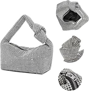 UMREN Bling Full Glitter Knotted Handbag for Women Crystal Rhinestone Hobo Dumpling Bag Diamond E... | Amazon (US)