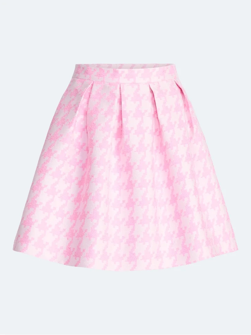 Free Assembly Women's and Women's Plus Houndstooth Pleated Skirt, Sizes 0-26W - Walmart.com | Walmart (US)