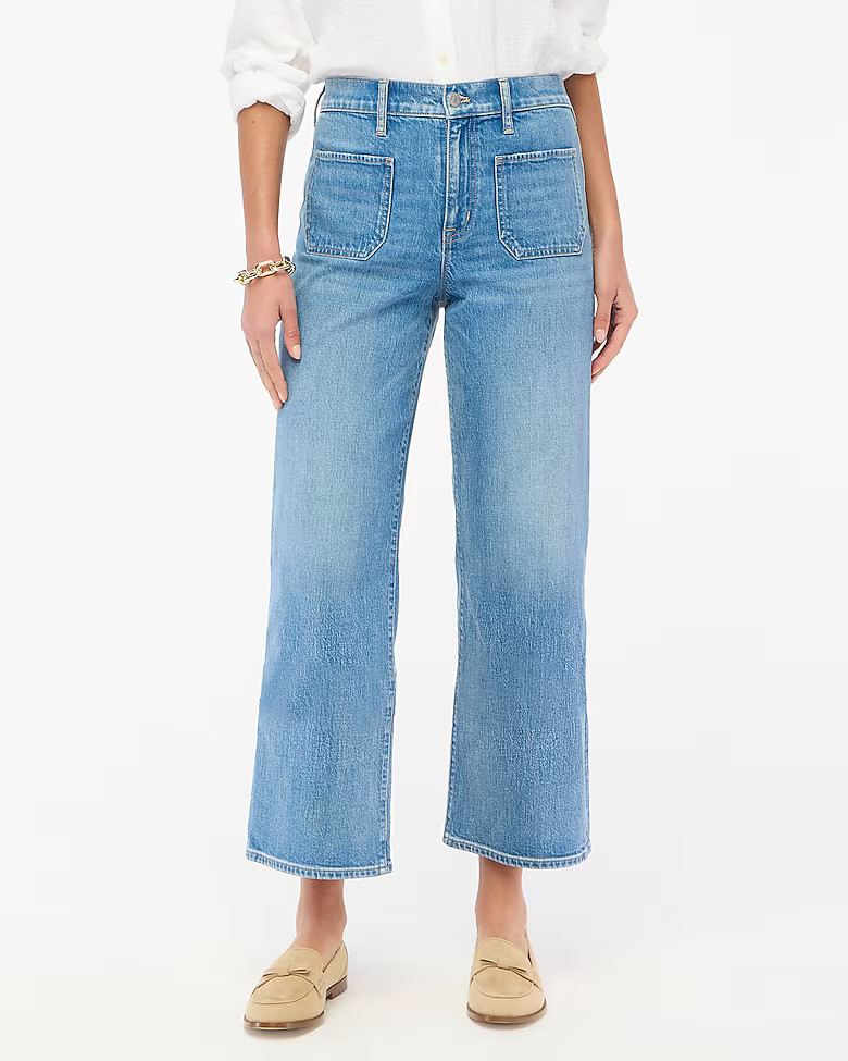 Cropped wide-leg patch-pocket jean in all-day stretch | J.Crew Factory