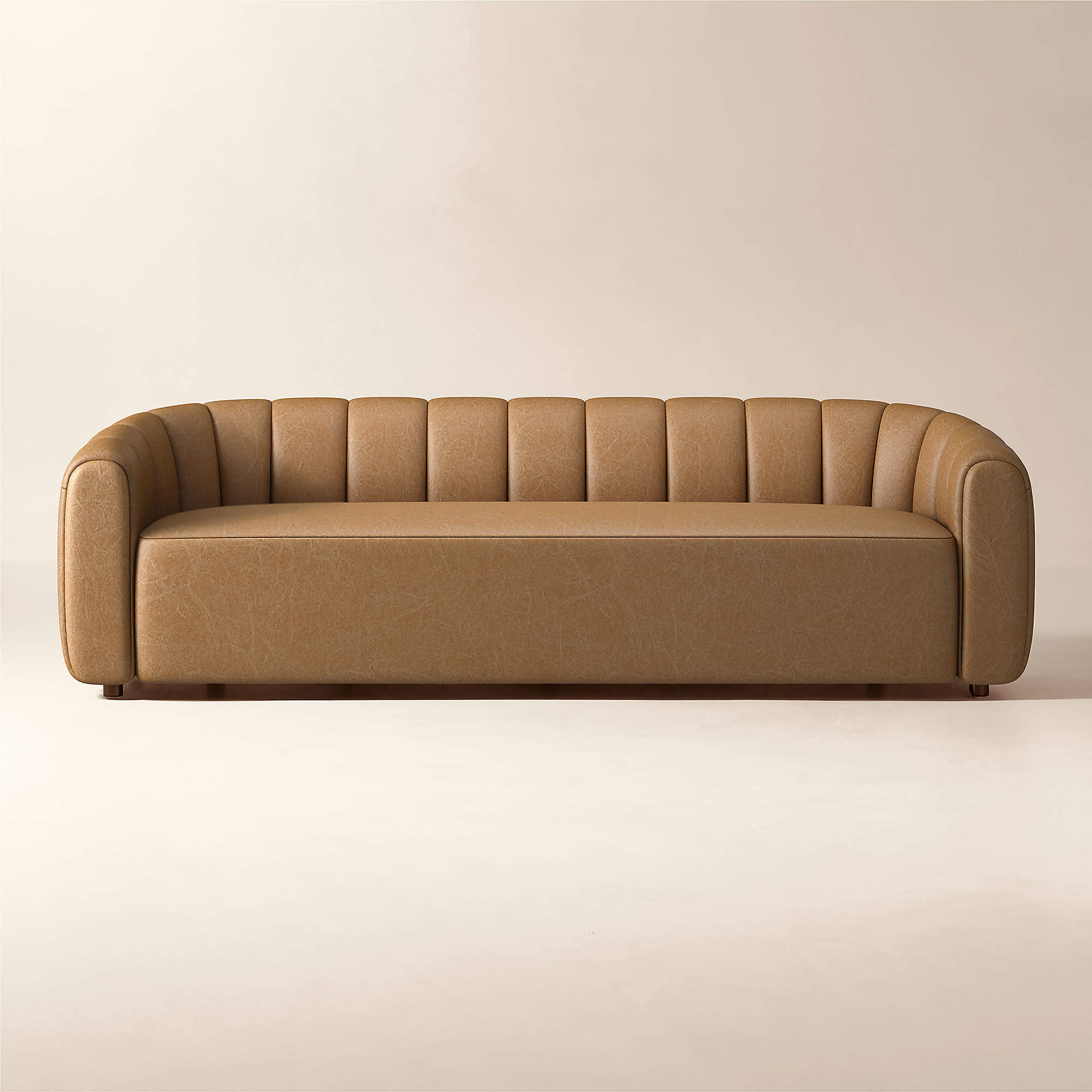 Fitz 97.5" Leather Sofa Bello Saddle + Reviews | CB2 | CB2