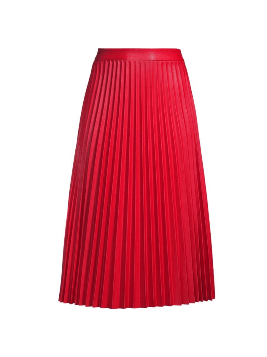 Rayla Pleated Vegan Leather Midi-Skirt | Saks Fifth Avenue