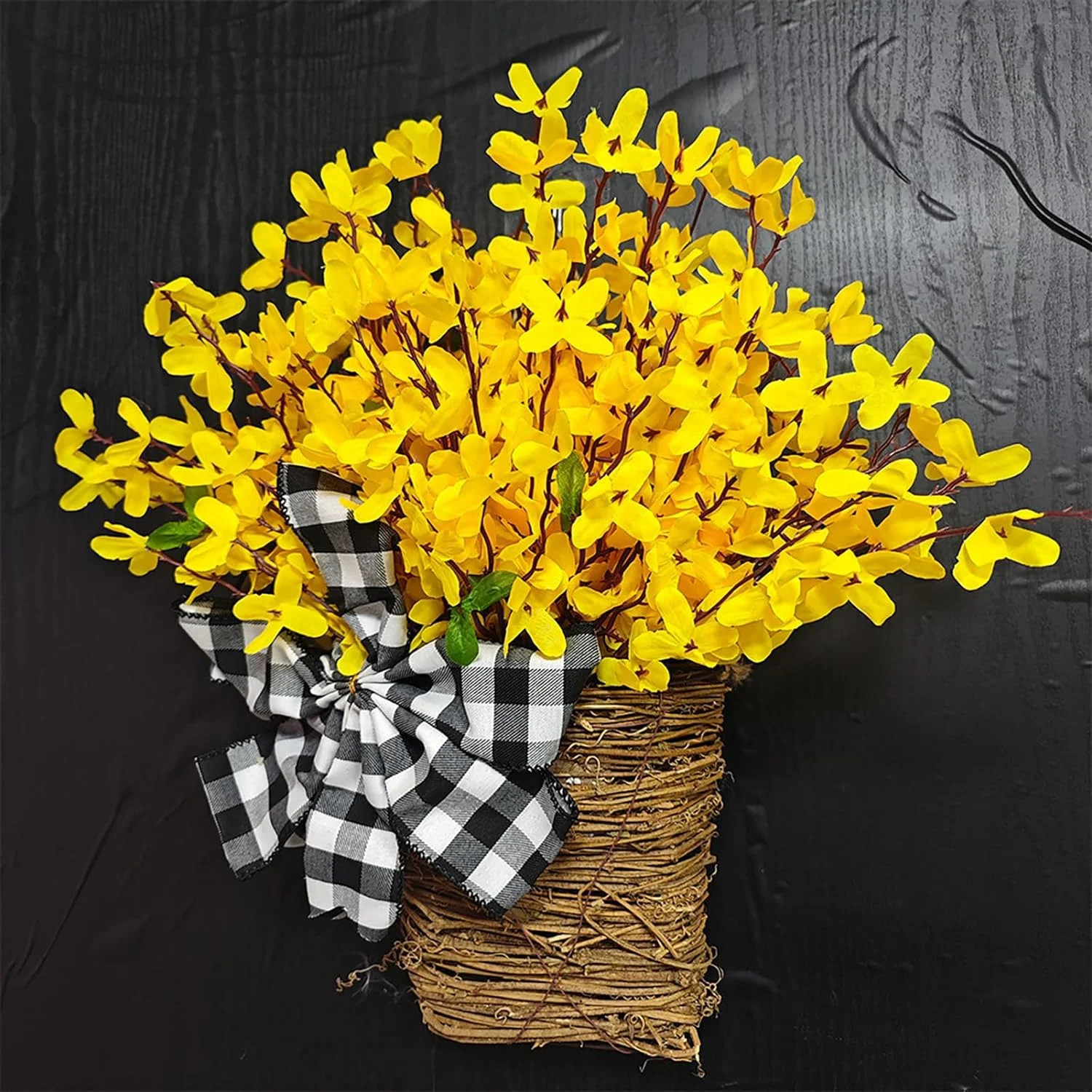 Spring Wreath Basket Forsythia Door Basket 17" Yellow Wreath for Front Door Summer Spring Easter ... | Walmart (US)