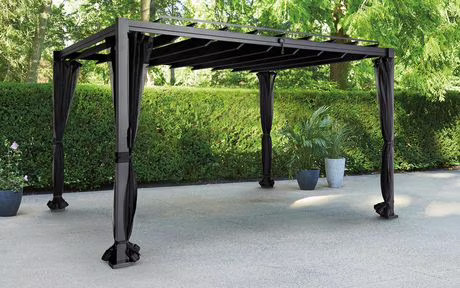 HOMETRENDS 10 ft. x 12 ft. Steel & Aluminum Louvered Pergola - Black - Walmart.ca | Walmart (CA)