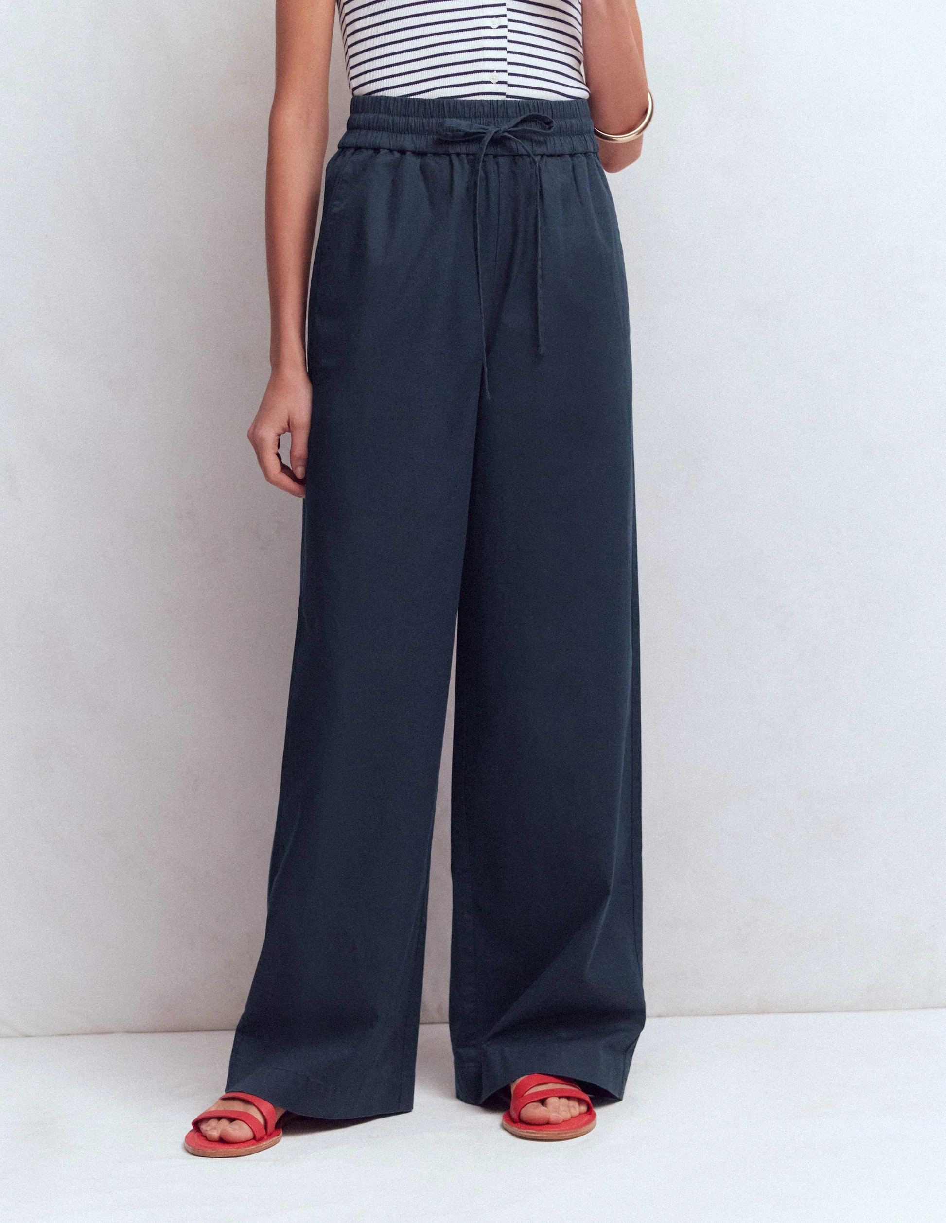 Greenwich Tie Waist Pants-Navy | Boden (US)