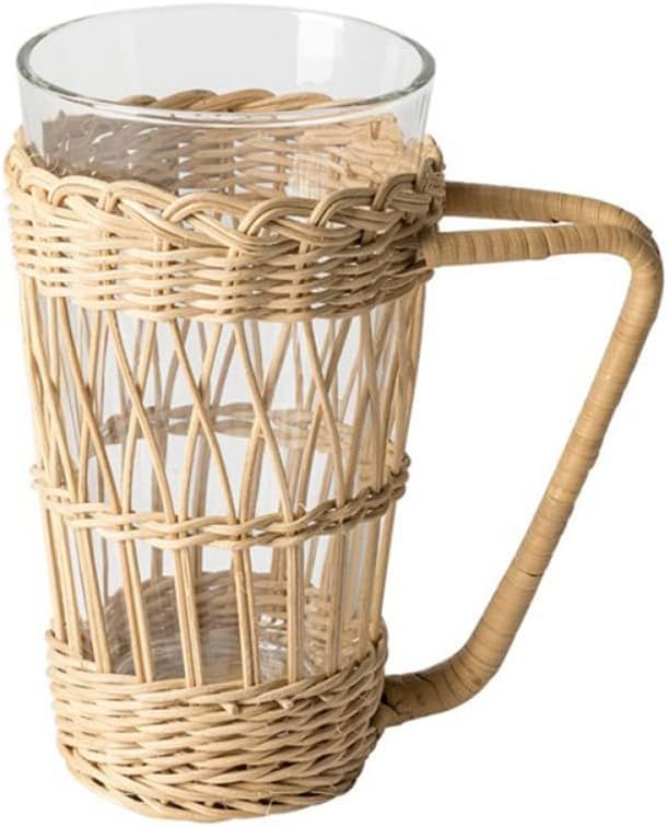 Renococo Rattan Cup Holder with Glass Cup and Handle,Handwoven Rattan Cup Sleeve,13Oz Clear Glass... | Amazon (CA)