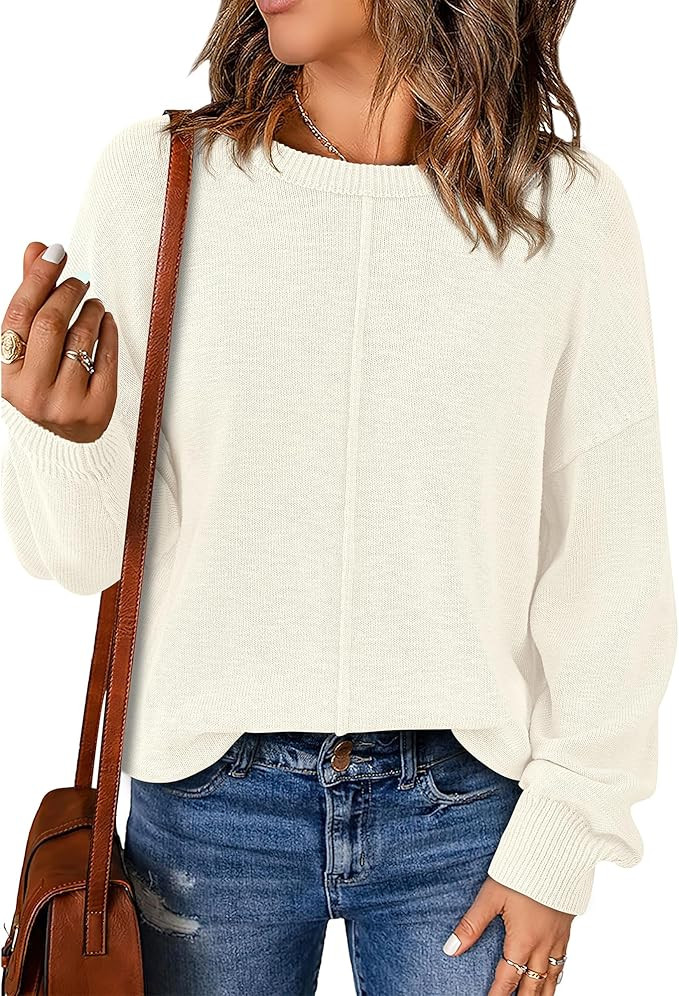 BTFBM Womens Loose Pullover Sweaters Fall Winter Clothes 2025 Crewneck Slouchy Sweater Long Sleev... | Amazon (US)