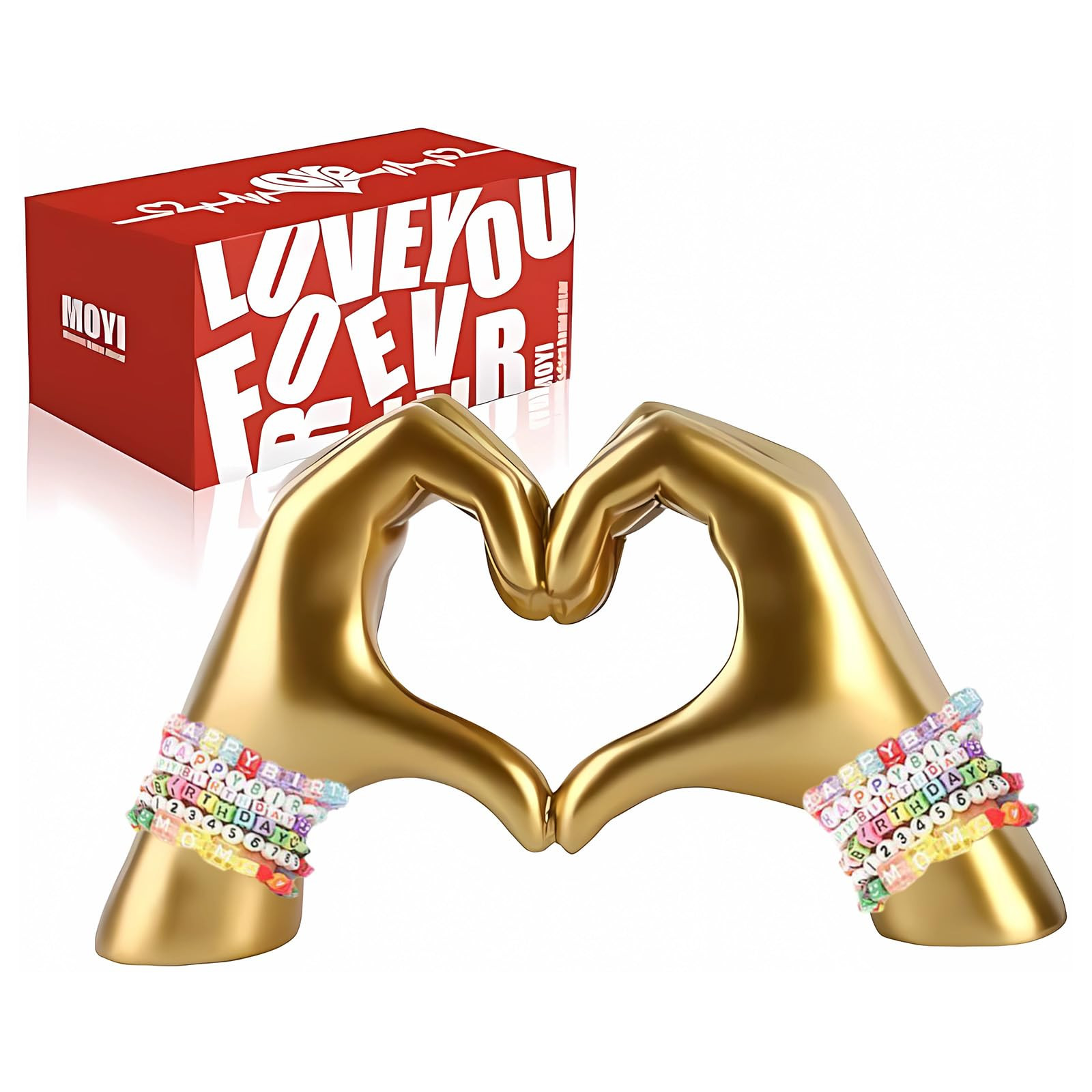 MOYI Gold Decor Living Room Accent Home Decor, Heart Hands Sculpture Love Statue Desk Office Shel... | Amazon (US)