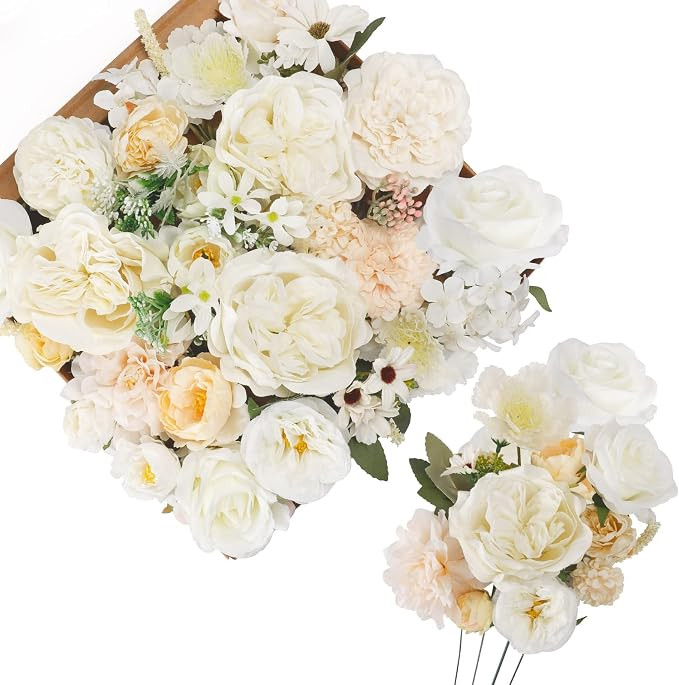 COCOBOO Artificial Flowers Combo Silk Mix Ivory Flowers for DIY Wedding Bouquets Centerpieces Arr... | Amazon (US)